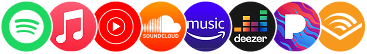 Apple Music, Spotify, Amazon Music, YouTube Music, Pandora, Deezer, SoundCloud y Audible