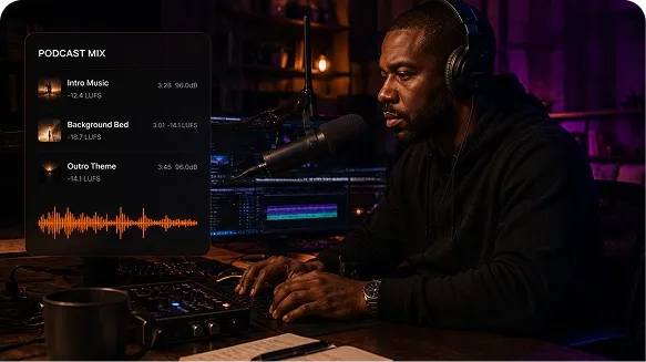 Usa música de forma más fluida en podcasts y clips con voz