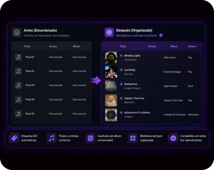 Organizar música de Deezer con metadatos automáticamente