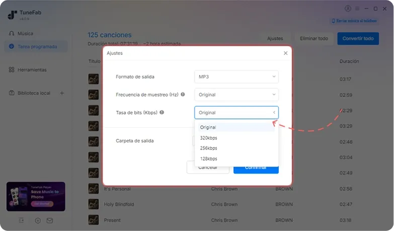 Configurar el Formato de Salida y los Parámetros